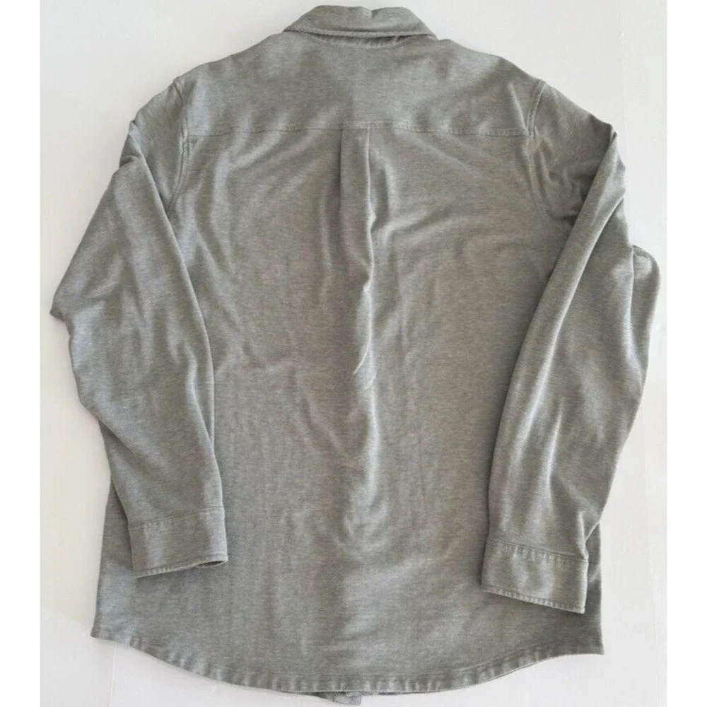 L.L.Bean Mens‎ Knit Long Sleeve Slightly Fitted Button Up Shirt - Sz L - Gray